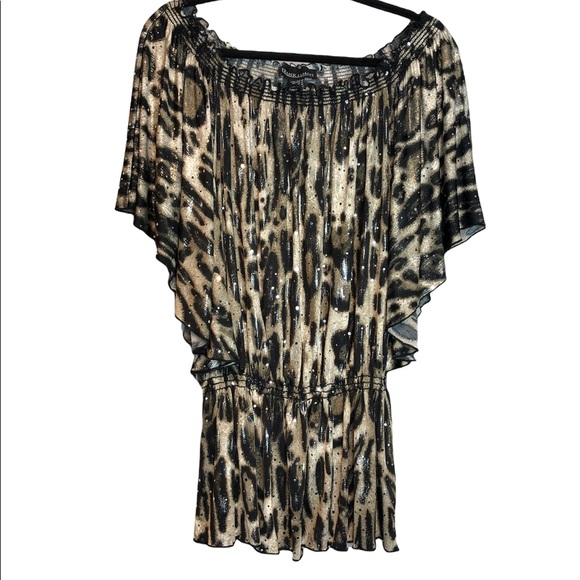 Frank Lyman Design Tops - Frank Lyman Animal Print Off The Shoulder Peplum Top, size 20